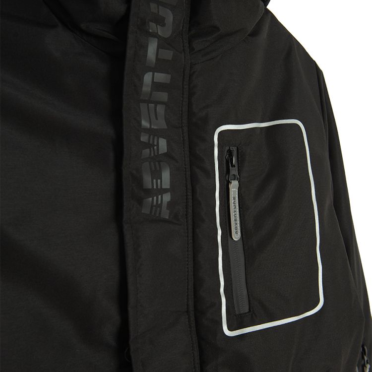 Black hooded ski jacket