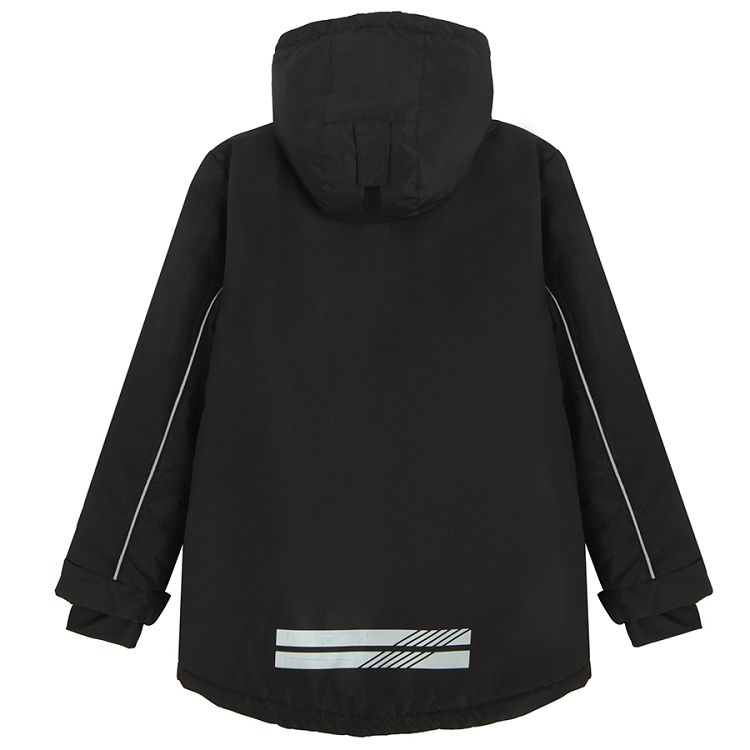 Black hooded ski jacket