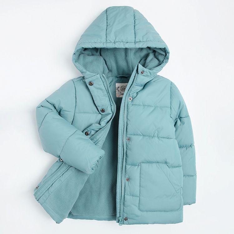 Turuoise long hooded jacket