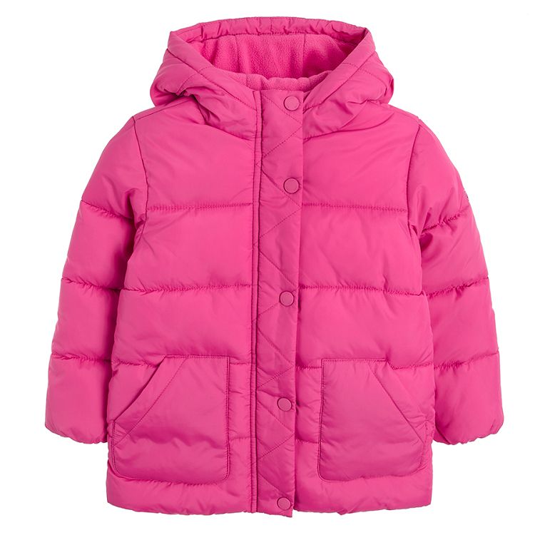 Fuchsia long hooded jacket