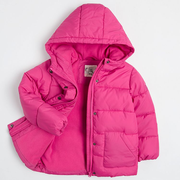 Fuchsia long hooded jacket