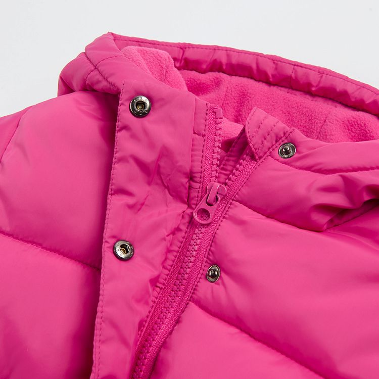 Fuchsia long hooded jacket