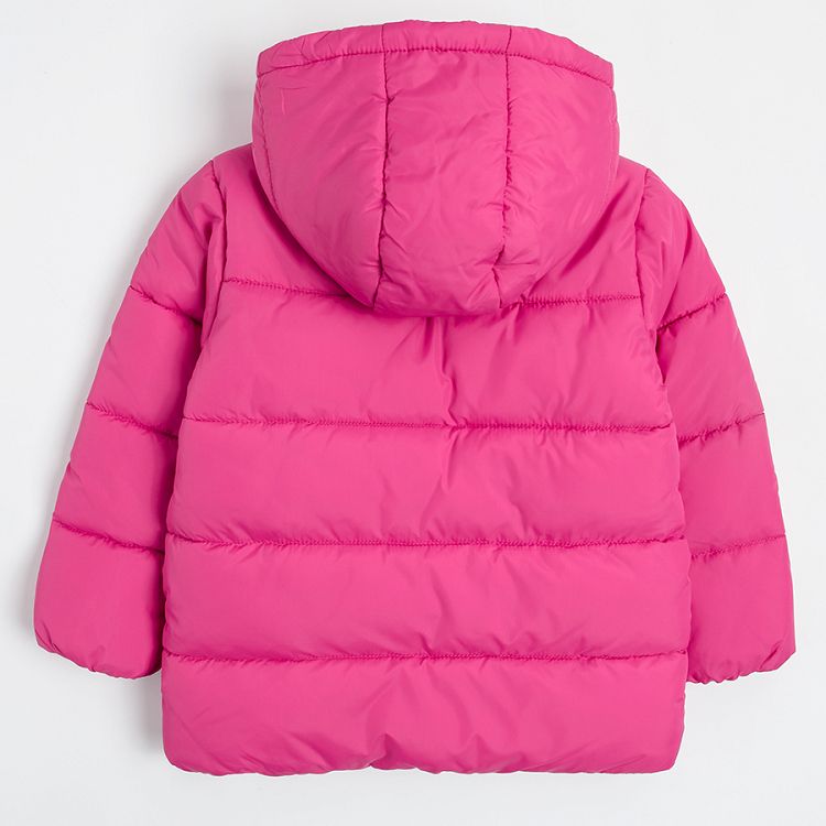 Fuchsia long hooded jacket