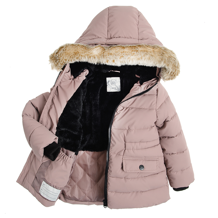 Pink long hooded jacket