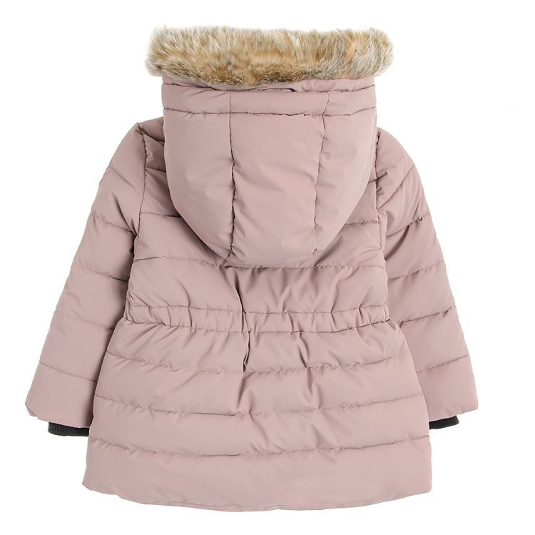 Pink long hooded jacket