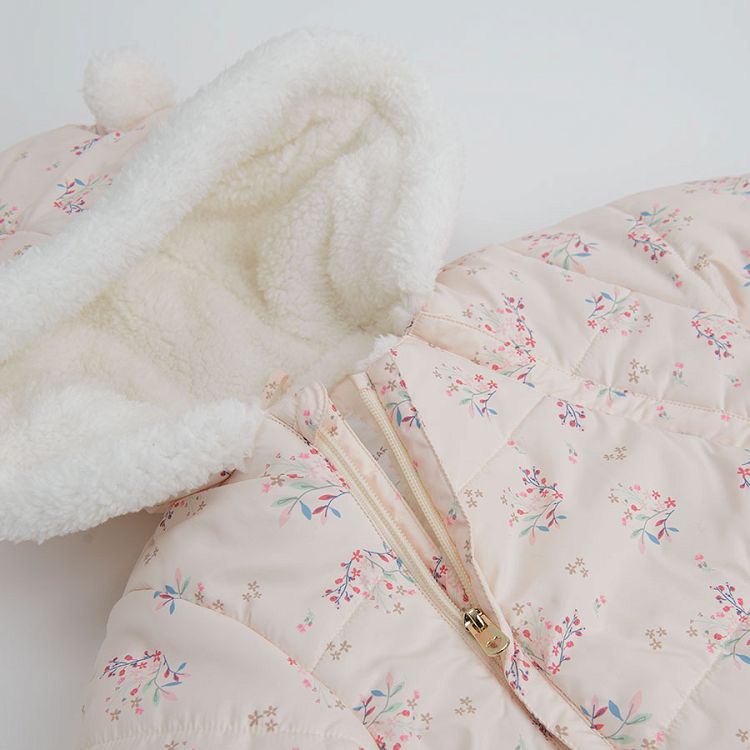 Floral footless snowsuit with gloves