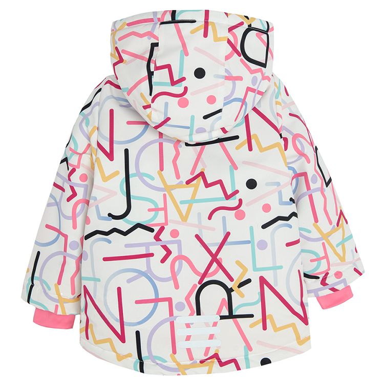 White with colorful lines ski jacket