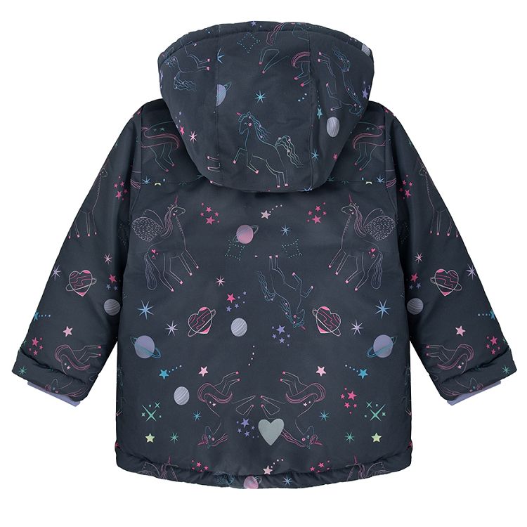 Black ski jacket with universe prints