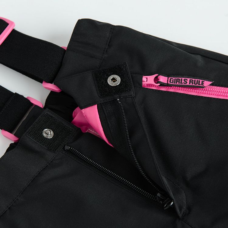 Black with pink details ski trousers