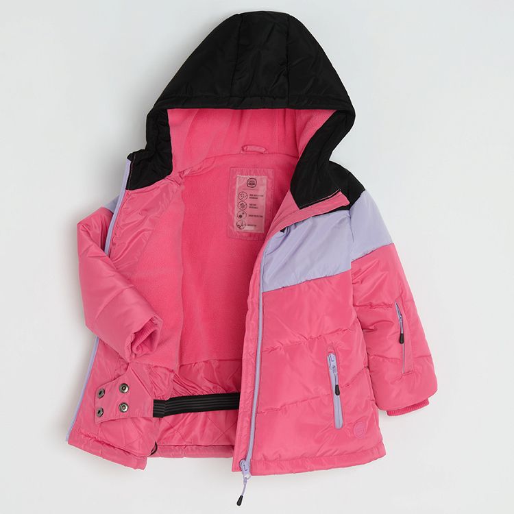 Pink and black zip through jacket