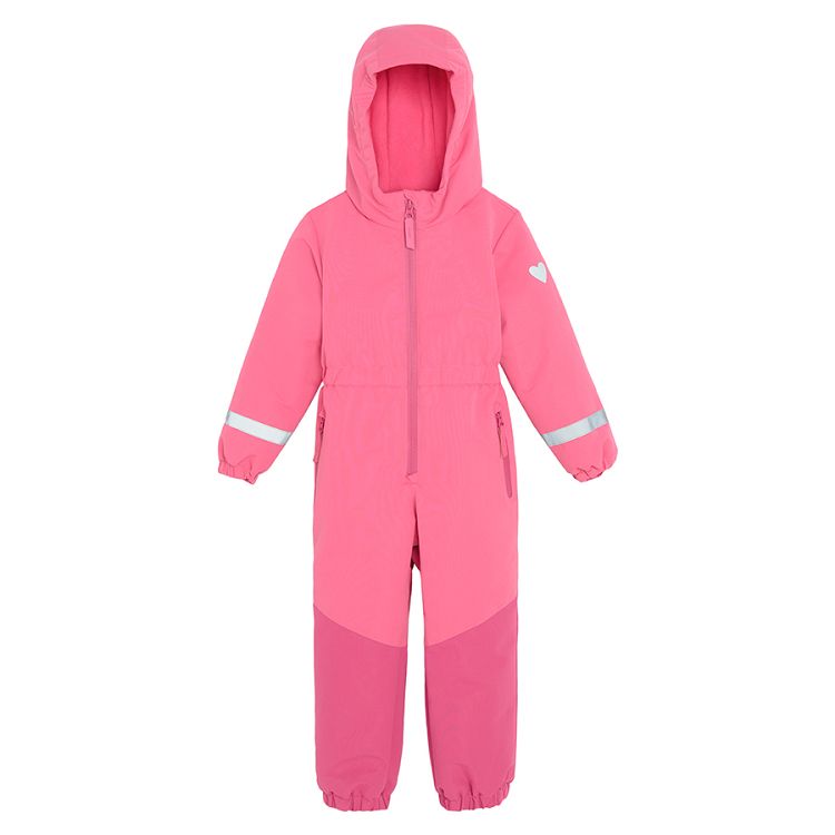 Pink hooded snowsuit