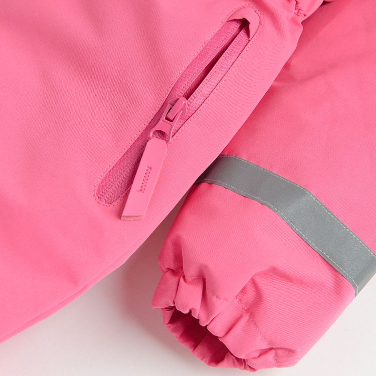 Pink hooded snowsuit