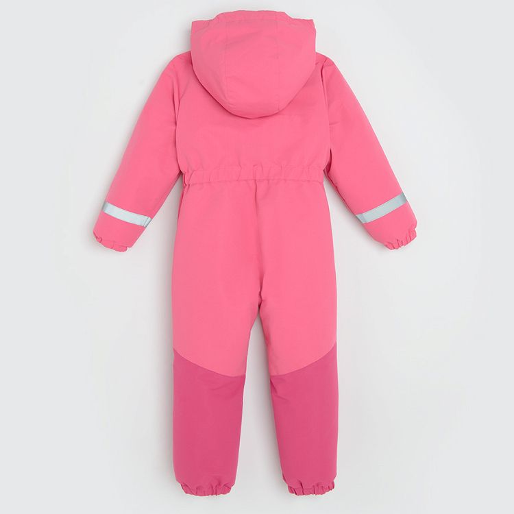 Pink hooded snowsuit