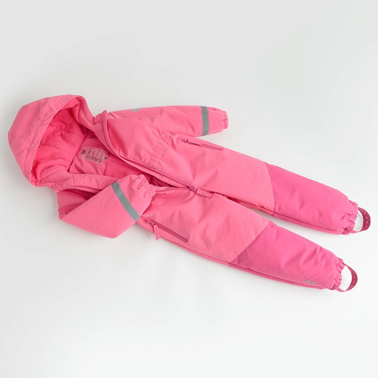 Pink hooded snowsuit