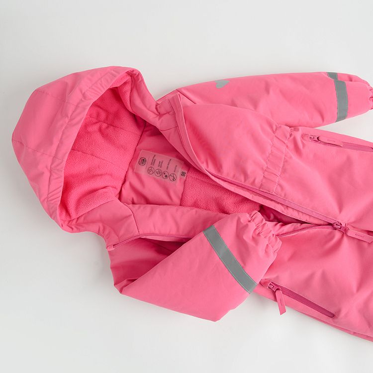 Pink hooded snowsuit