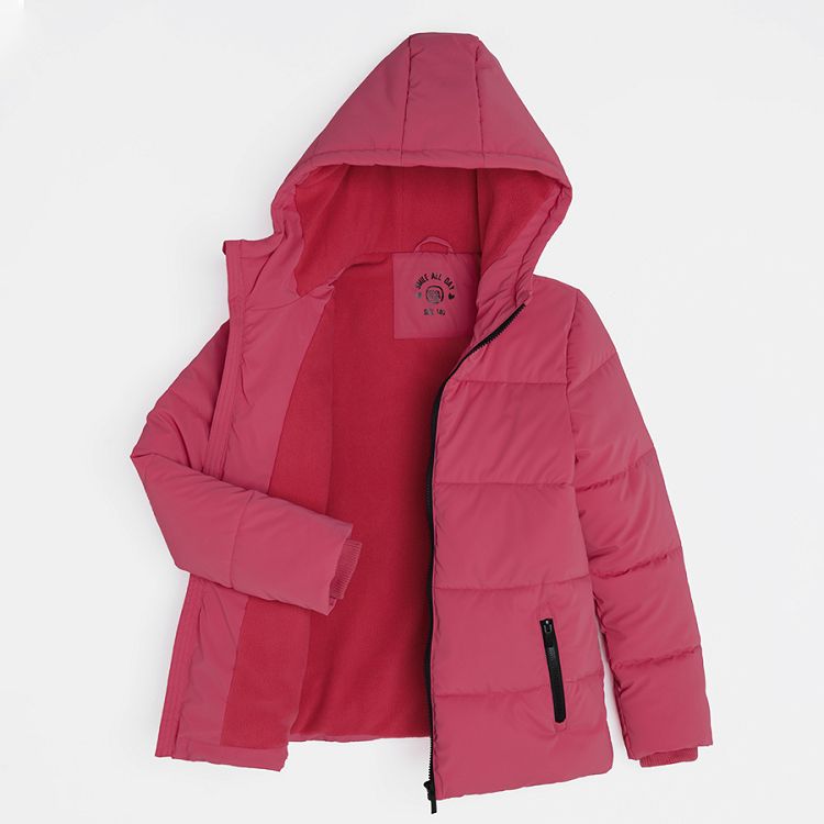 Pink zip through hooded jacket