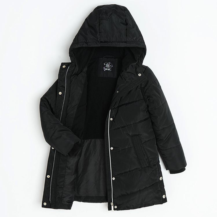 Black zip through hooded jacket