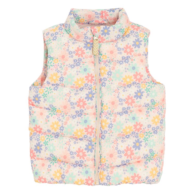 Floral zip through vest