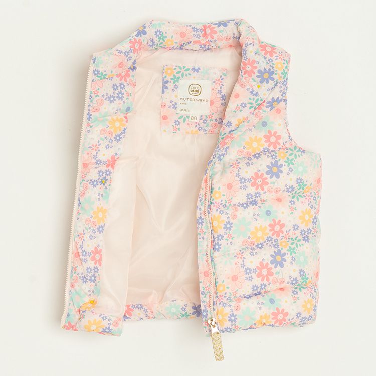 Floral zip through vest