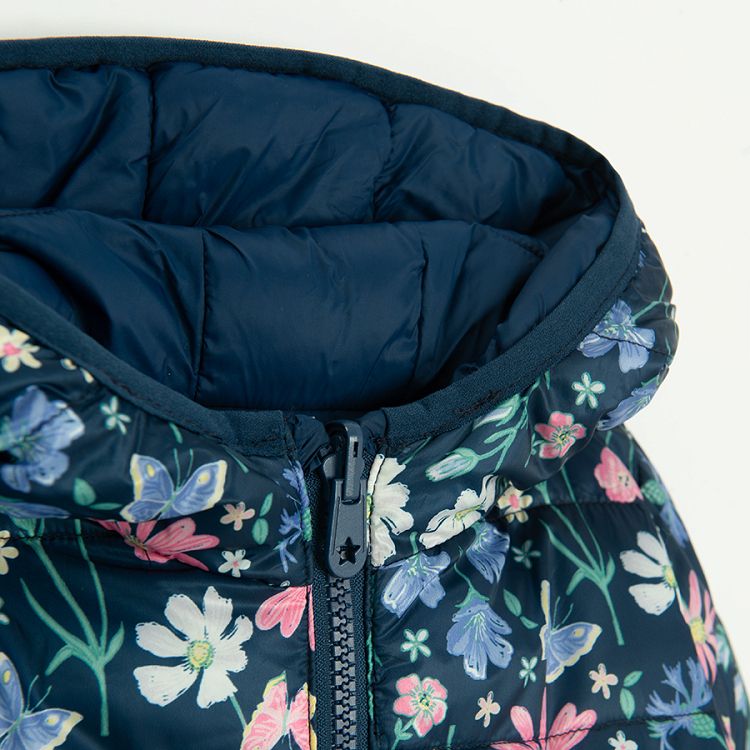 Floral two sided zip through hooded jacket