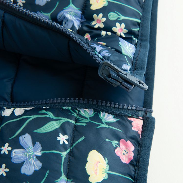 Floral two sided zip through hooded jacket