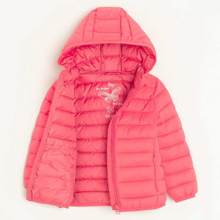 Pink zip through hooded jacket