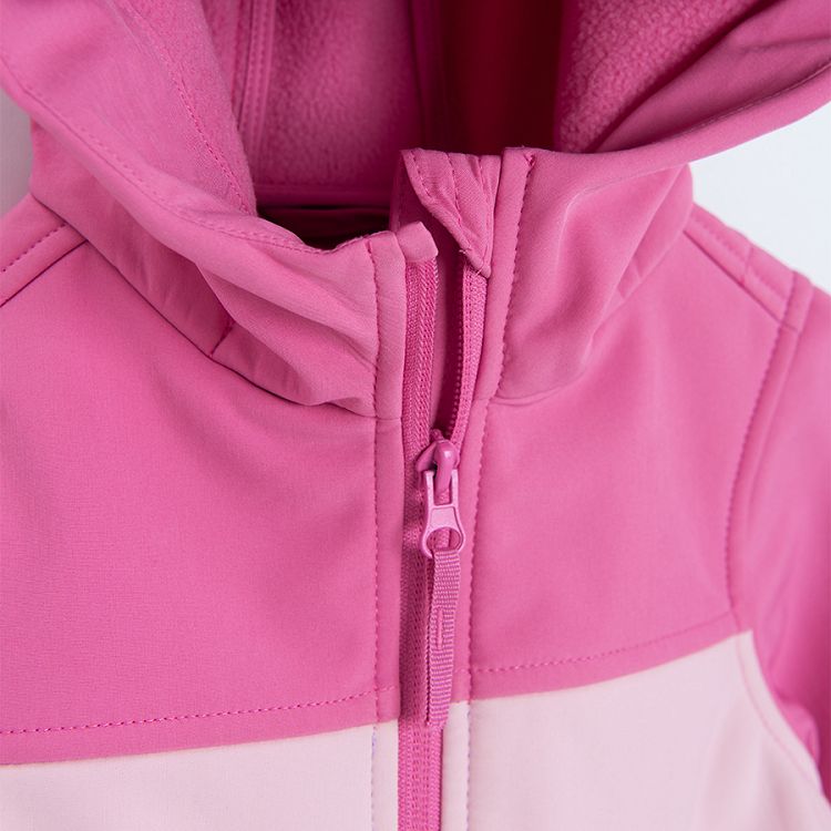 Pink and light blue zip through hooded light jacket