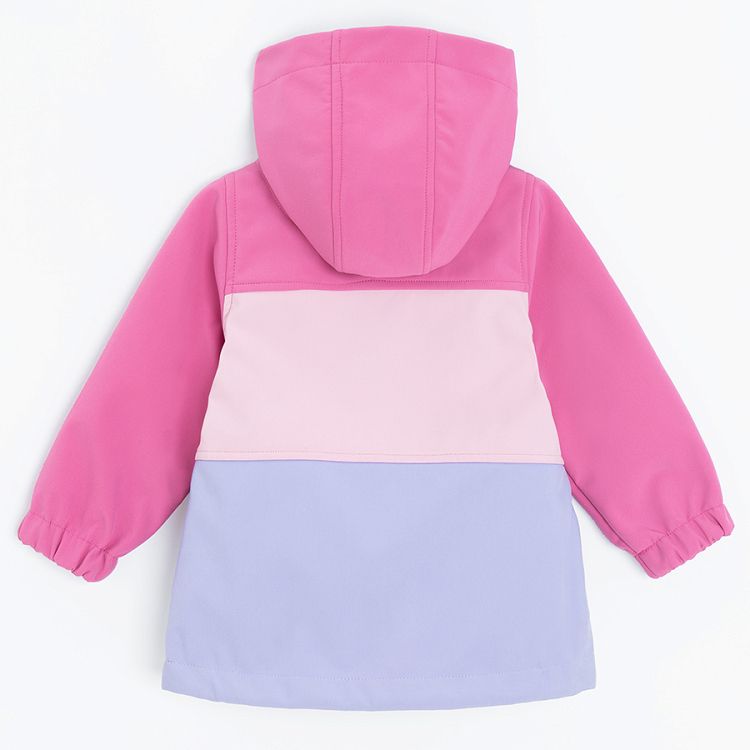 Pink and light blue zip through hooded light jacket