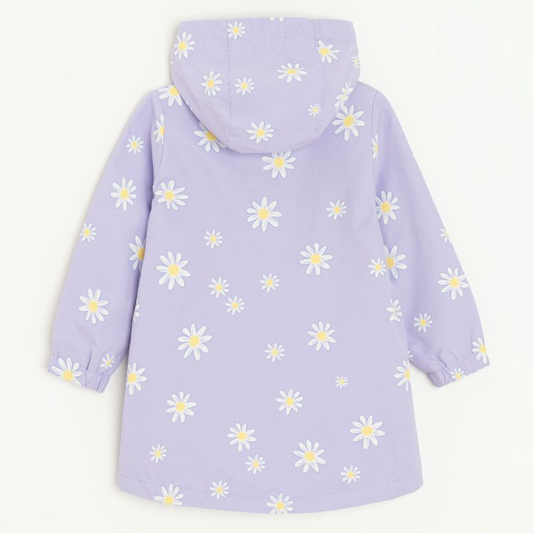 Violet zip through hooded jacket with daisies print