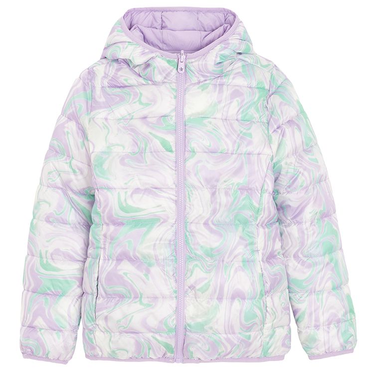 Puprle tie dye zip through hooded jacket 2 sided