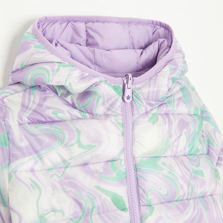 Puprle tie dye zip through hooded jacket 2 sided