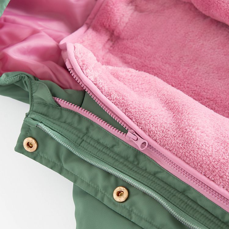 Khaki hooded jacket and pink zio through jacket set - 2 pieces