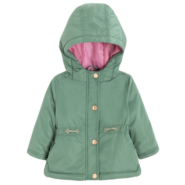 Khaki hooded jacket and pink zio through jacket set - 2 pieces