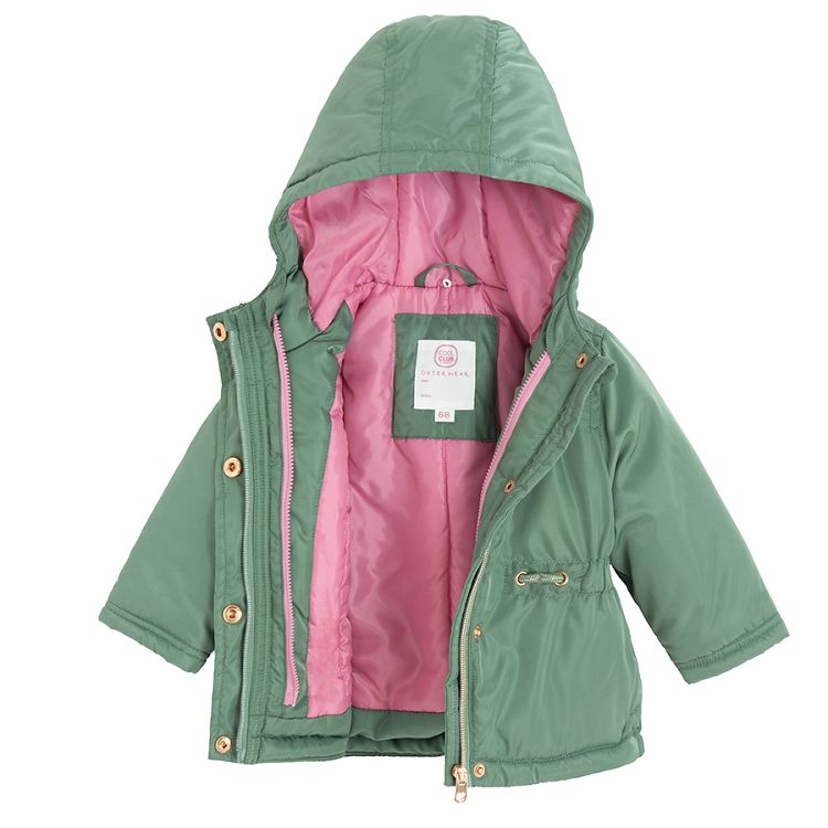 Khaki hooded jacket and pink zio through jacket set - 2 pieces