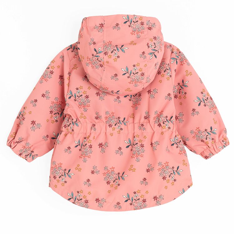 Floral light zip through hooded jacket