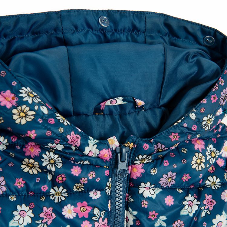 Pink hooded and blue floral jackets set- 2 pieces