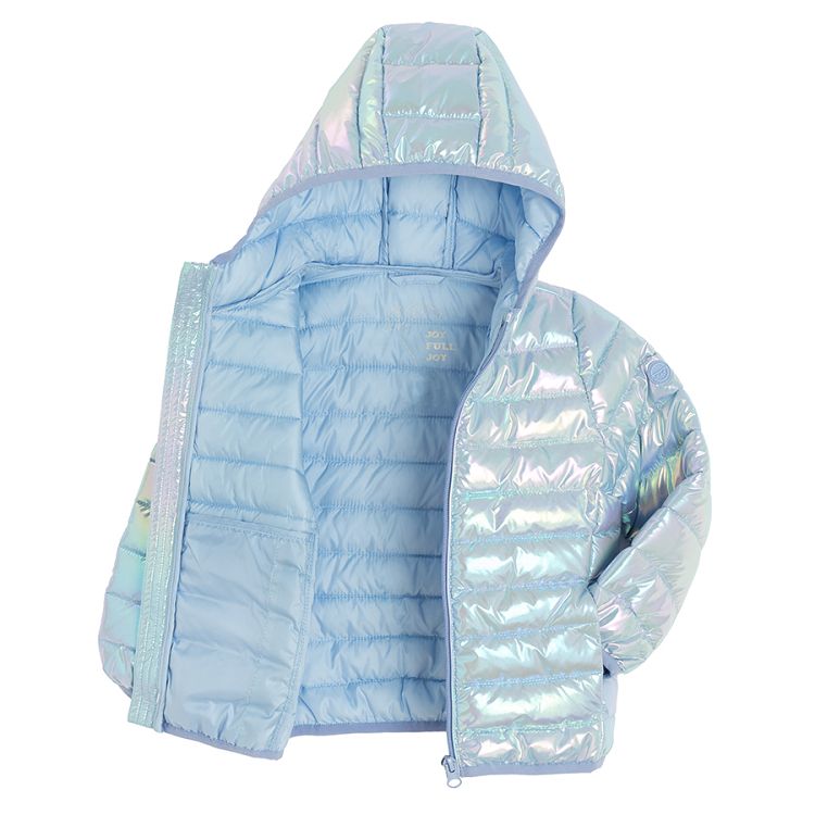 Long metalic hooded jacket