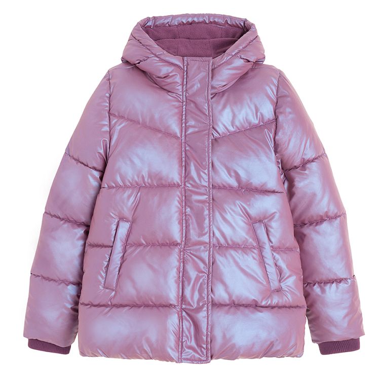 Purple zip through winter jacket