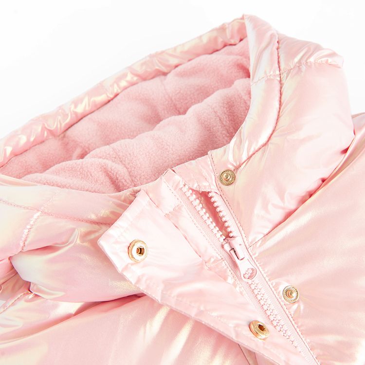 Dusty pink tie dye zip through hooded jacket