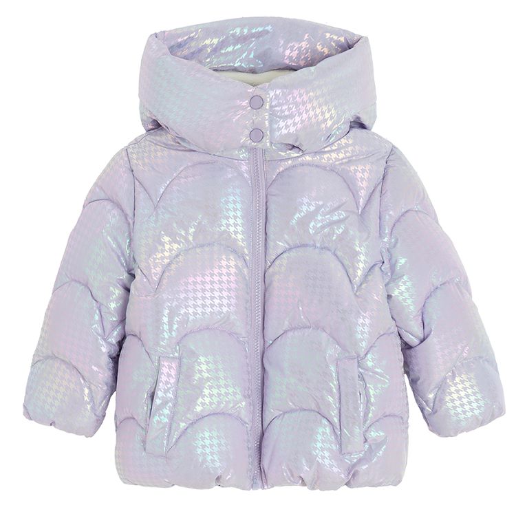 Violet zip through hooded winter jacket