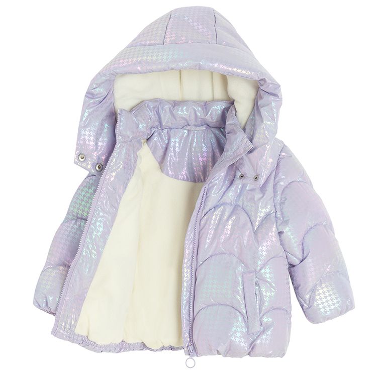 Violet zip through hooded winter jacket