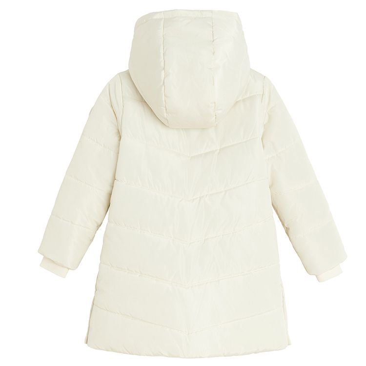 White hooded winter coat