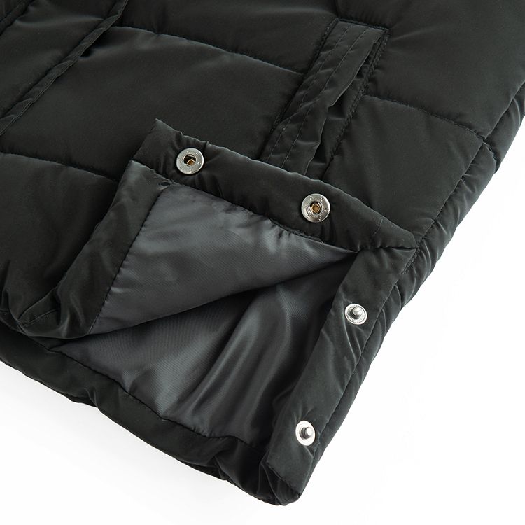 Black hooded zip through vest