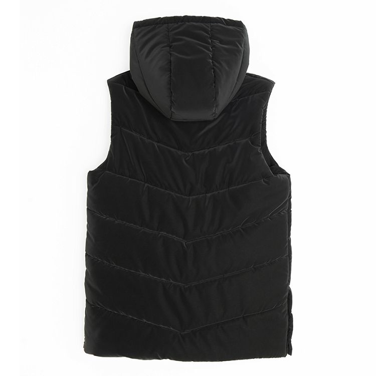 Black hooded zip through vest