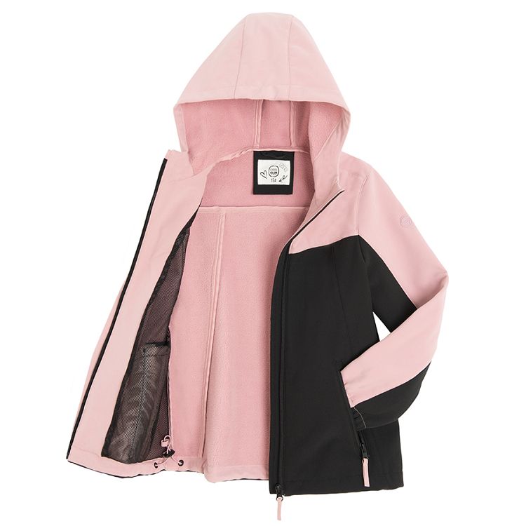 Black and pink hooded light jacket