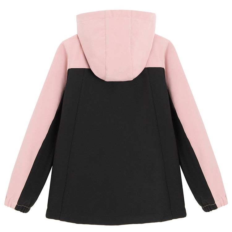 Black and pink hooded light jacket