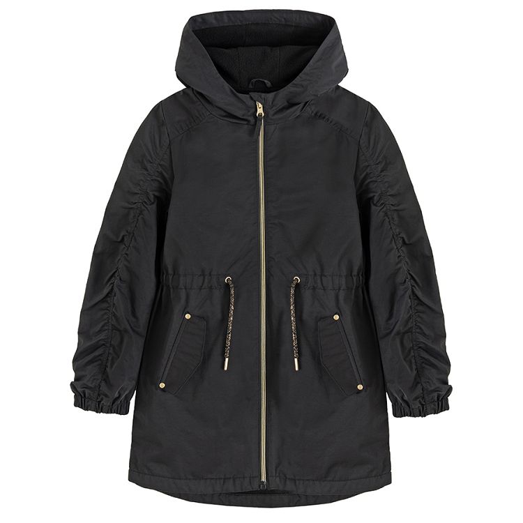 Black hooded light jacket