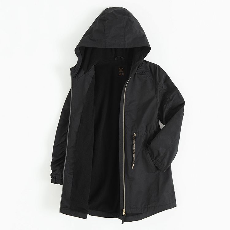 Black hooded light jacket