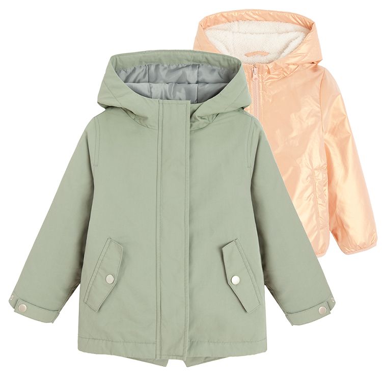 Khaki hooded jacket and light jacket- 2 pieces