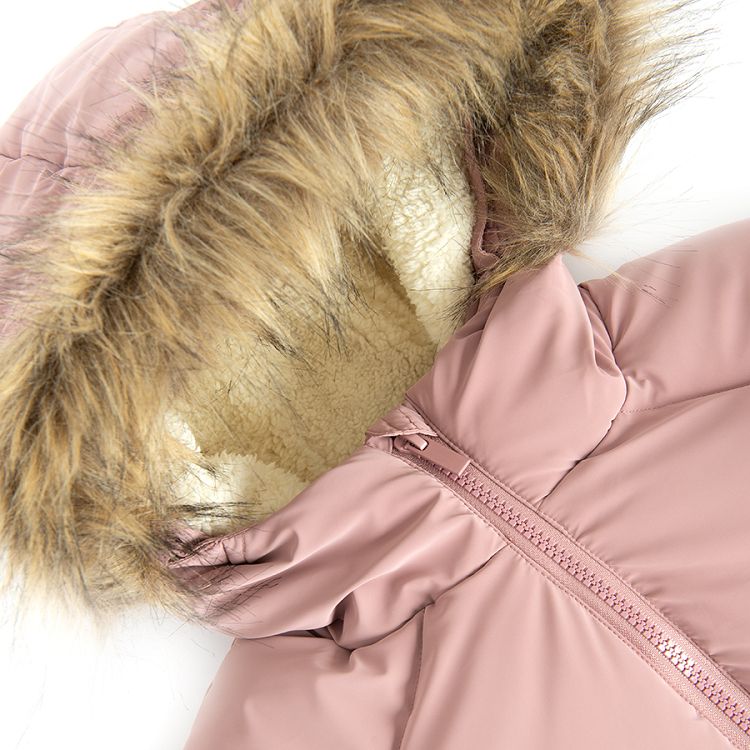 Brown winter jacket with fur on the hood